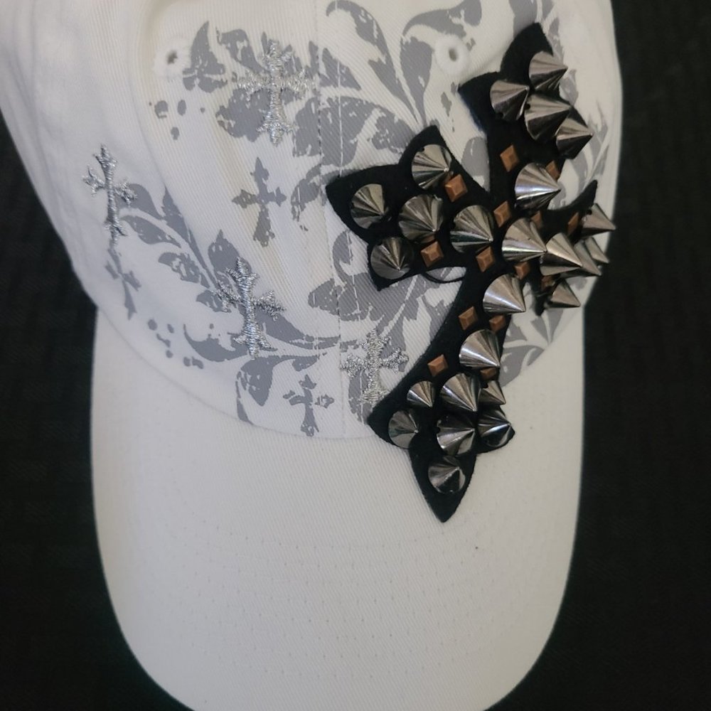 White Studded Adjustable Hat